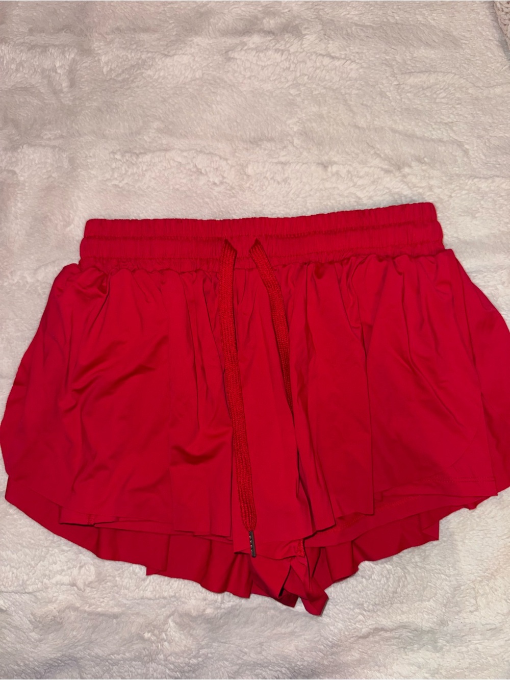 Women's Red Athletic Drawstring Shorts